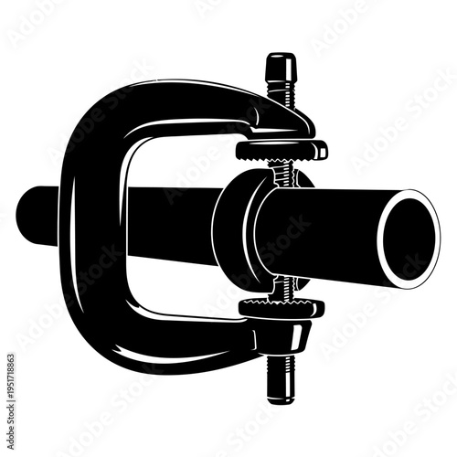 Black Silhouette of an Adjustable Pipe Clamp for Panel Gluing and Heavy Duty Woodworking