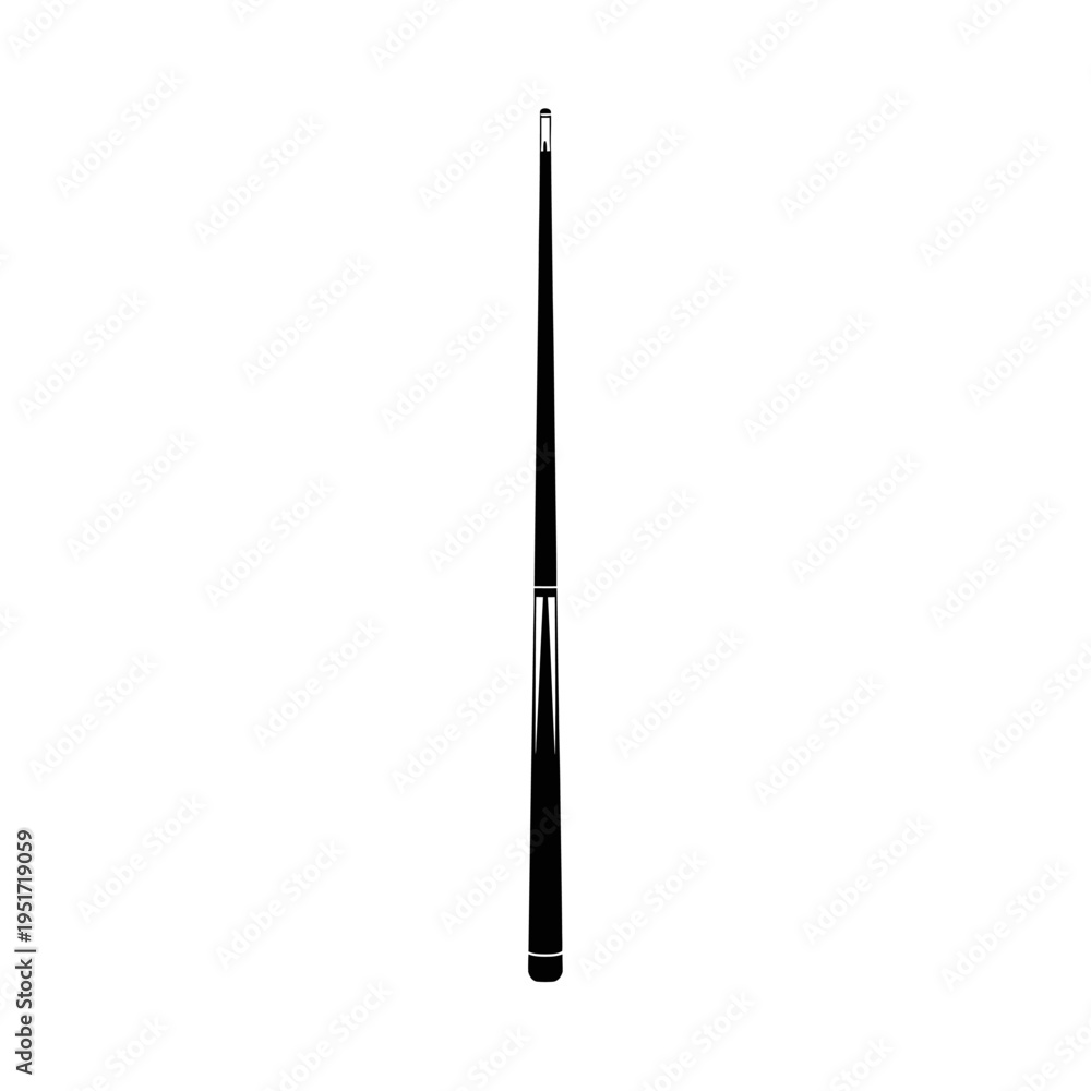 Obraz premium Black Silhouette of a Wooden Pool Cue Stick for Pub Billiards and Competitive Table Games