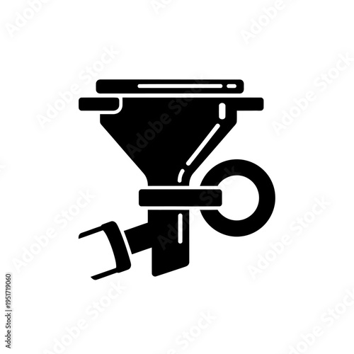 Black Silhouette of a Portafilter Dosing Funnel for Espresso Preparation and Barista Precision