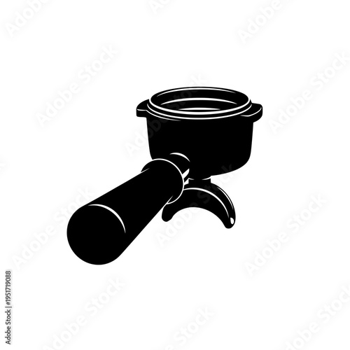 Black Silhouette of a Bottomless Naked Portafilter for Specialty Espresso Extraction and Coffee Brewing