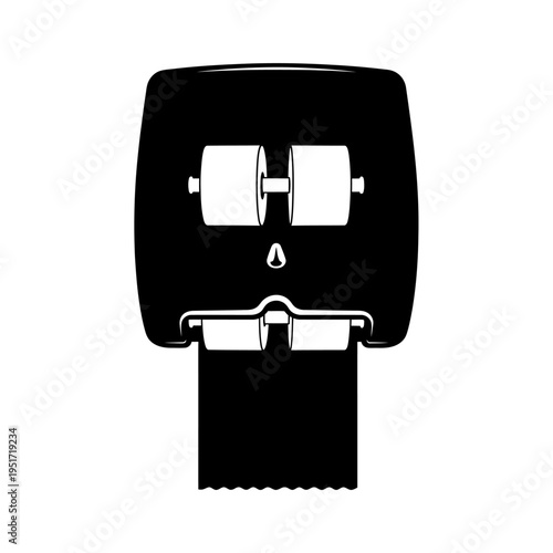 Black Silhouette of a Public Toilet Paper Dispenser for Commercial Washroom Hygiene and Sanitation