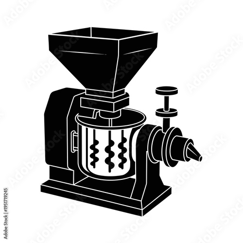 Black Silhouette of a Pug Mill Extruding Machine for Clay Mixing and Professional Studio Pottery