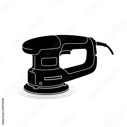 Black Silhouette of a Random Orbital Sander for Wood Finishing and Handheld Power Tool Carpentry