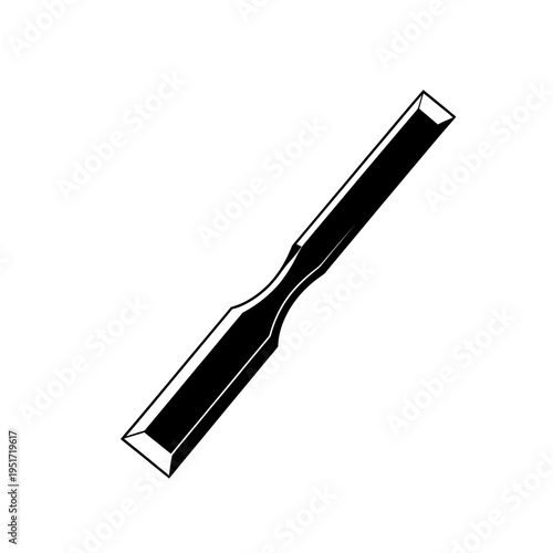 Black Silhouette of a Skew Chisel Angled Blade for Wood Turning and Professional Carpentry Precision