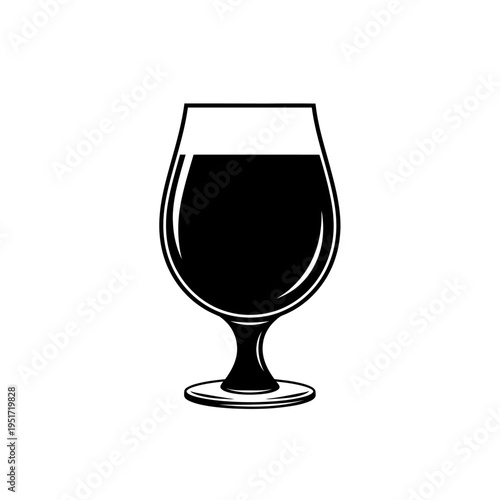 Black Silhouette of a Short Stemmed Tulip Snifter Glass for Craft Beer Tasting and Brewing Passion