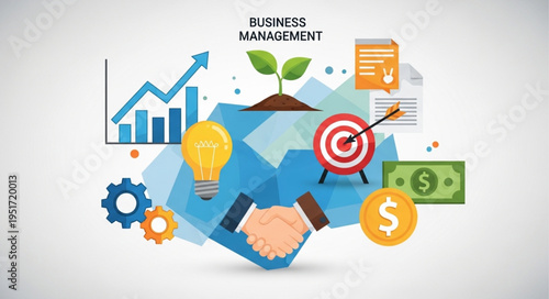 Business Management Concept with Growth and Success Elements.