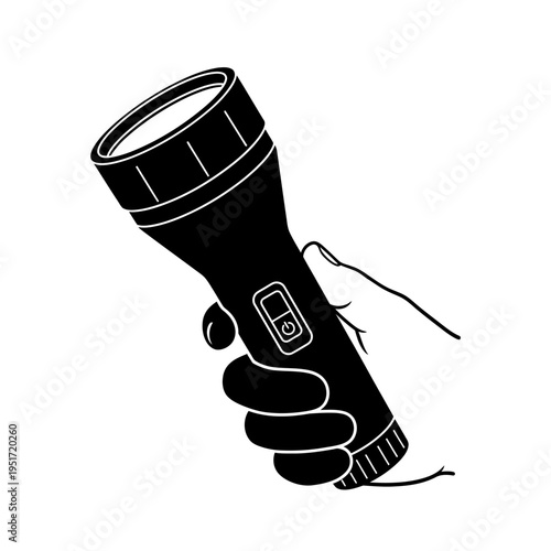 Black Silhouette of a Handheld Forensic UV Blacklight Flashlight for Crime Scene Investigations