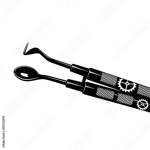 Black Silhouette of a Dental Style Wax Carver Tool for Fine Detail Sculpting and Artistry