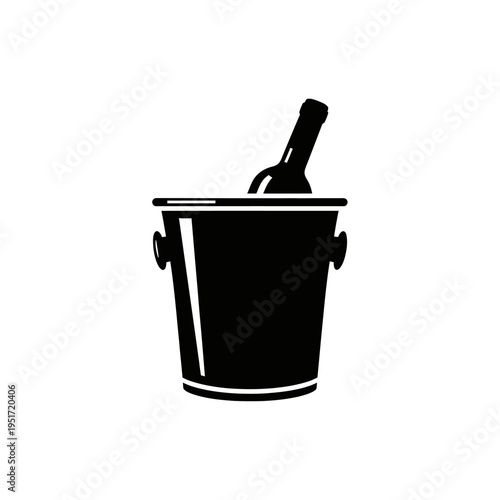 Black Silhouette of a Wine Bottle Ice Chiller Bucket for Restaurant Fine Dining and Celebration