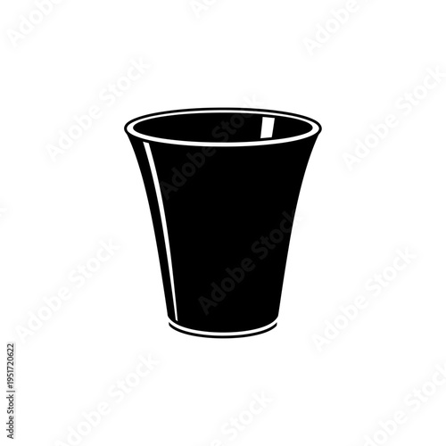 Black Silhouette of a Metal Wine Tasting Spittoon Bucket for Sommelier Events and Fine Dining
