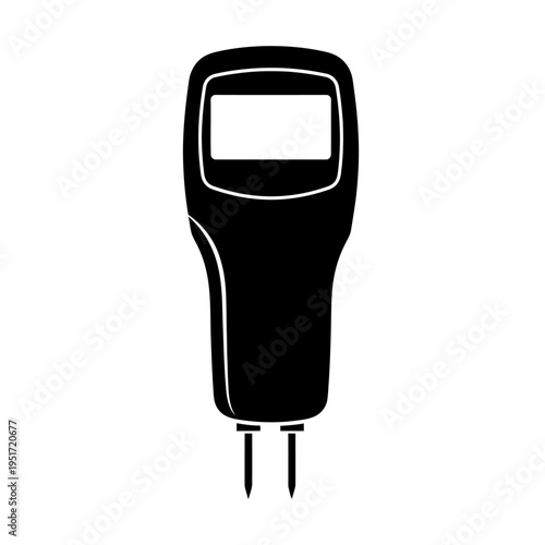Black Silhouette of a Digital Two Pin Wood Moisture Meter for Lumber Testing and Carpentry Quality