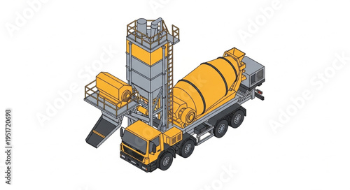 Isometric View of a Mobile Concrete Mixing Plant.