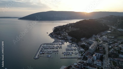 A mesmerizing flight over a marina in Montenegro