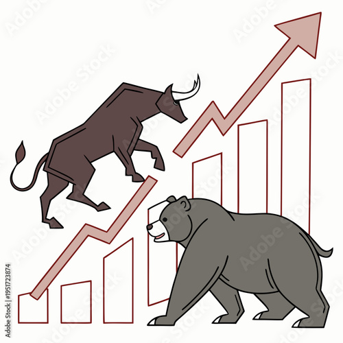 Bull and bear market graph stock