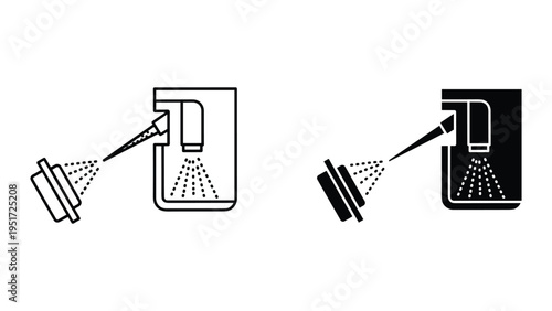 Spray Bottle Icon and Solid Icon, Liquid Spraying Out