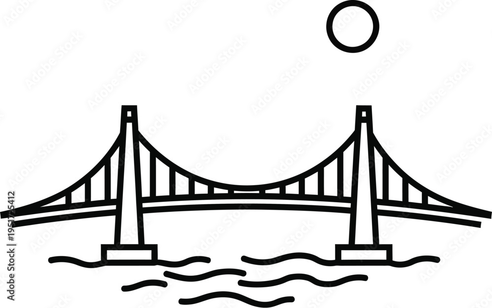 Obraz premium Simple suspension bridge illustration