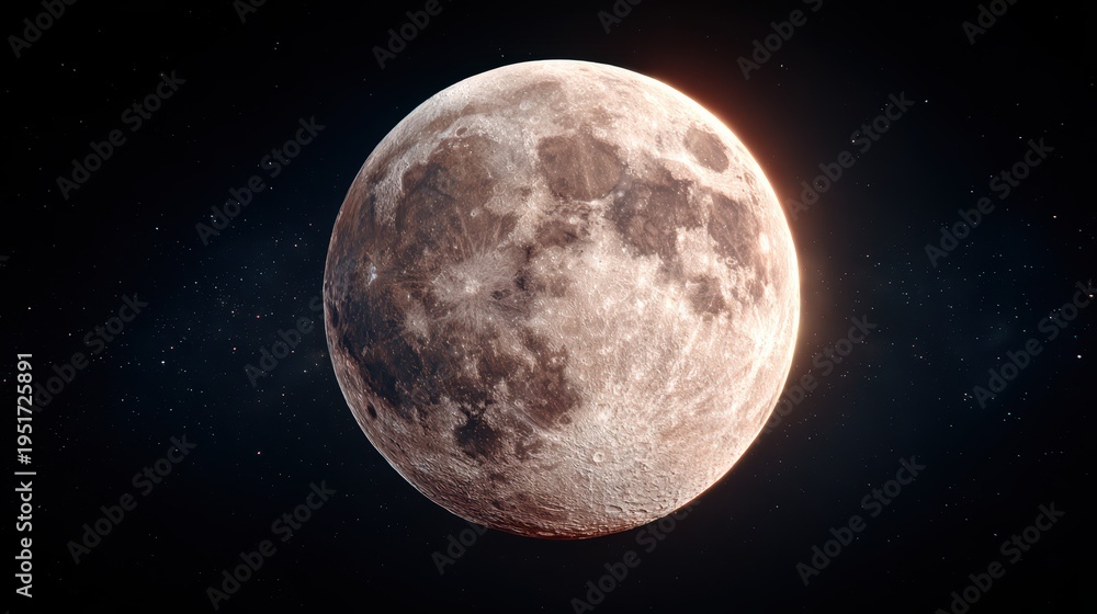 Obraz premium Stunning Close-Up of the Full Moon Against a Starry Night Sky
