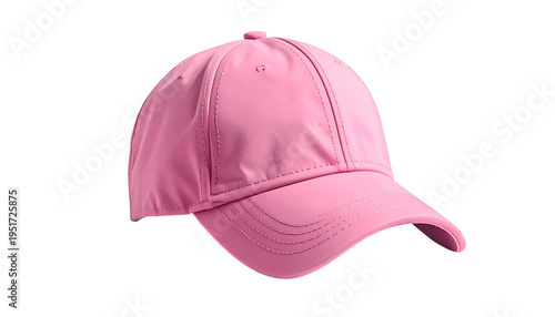 A 3D rendered, vivid pink baseball cap isolated on a black background