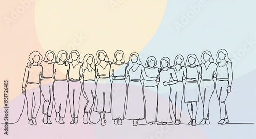 Diverse group of women standing together in solidarity illustration.