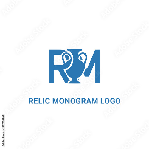 Free Download Antique Relic Vase Monogram RM Logo - GFXLoad