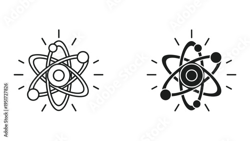 Atom Symbol Icon Set - Science and Technology Concept