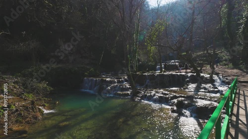 Bulgaria March 15, 2026. 4k with Krushuna waterfall during March on a sunny day