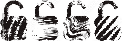 glitch effect open padlock icons set digital distortion security symbols with static noise lines and pixel disruption