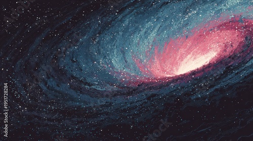 Vibrant Spiral Galaxy Artwork with Stars and Cosmic Colors