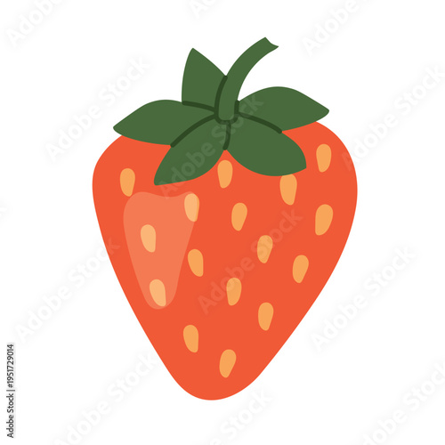 strawberry icon, fresh fruit symbol, cute cartoon berry -vector illustration