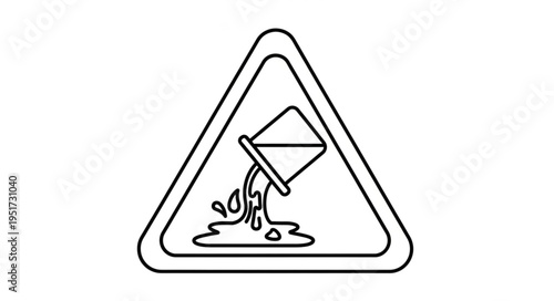 Warning sign for slippery surface due to liquid spill.