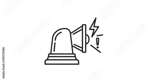 Emergency siren light and sound icon symbol.