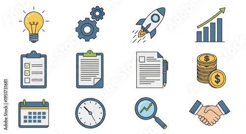 Business Icons Collection Representing Growth and Success.