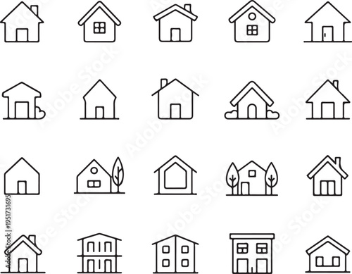 house icon pack assorted roof window door facade designs