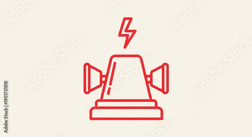 Red Siren Light with Lightning Bolt Icon.