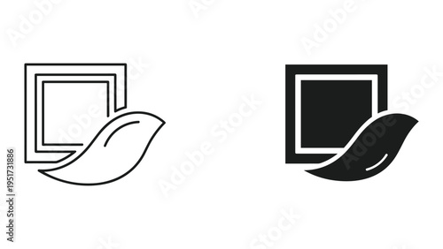 Eco friendly product symbol, green technology icon, leaf and square icon
