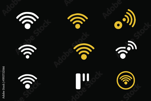 wifi icons grid wireless signal glyphs for ui design