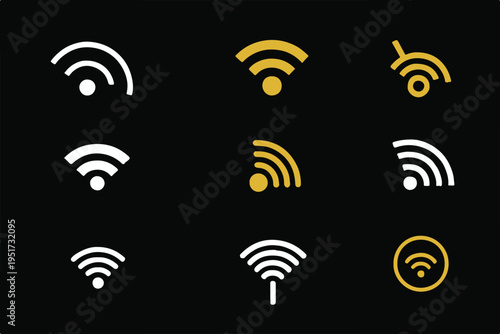wifi vector set wireless connection icons and pictogram