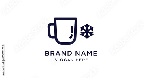 Minimalist logo design featuring a mug and snowflake icon for a cold beverage brand.