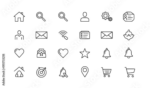 A set of modern line art icons for web and mobile applications