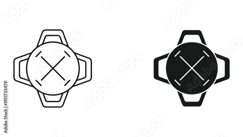 Top View Icons: Round Pot with Handles and Cross Mark, Line Art and Solid Black.