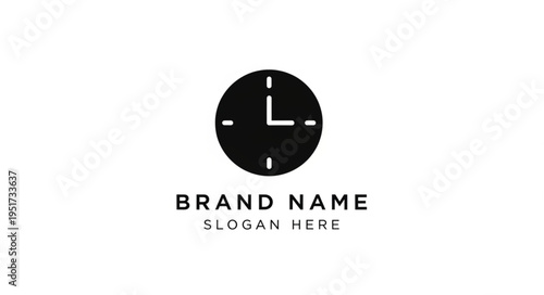 Minimalist clock logo design featuring a simple, modern aesthetic with clean lines.