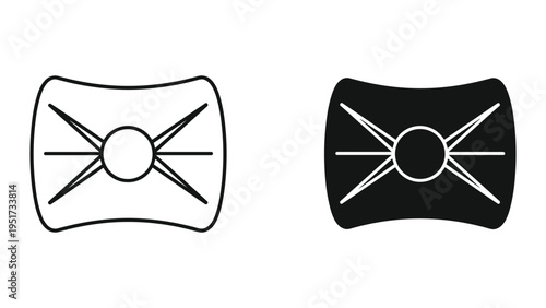 Ancient Roman Scutum Shield Icon Set - Line Art and Solid Black Silhouette
