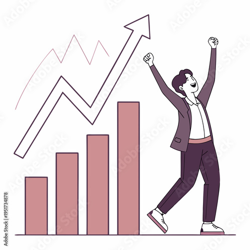 Man in a suit celebrating with arms raised celebration