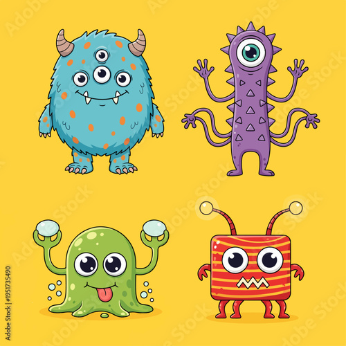 Adorable monster illustrations perfect for kids books and decorations