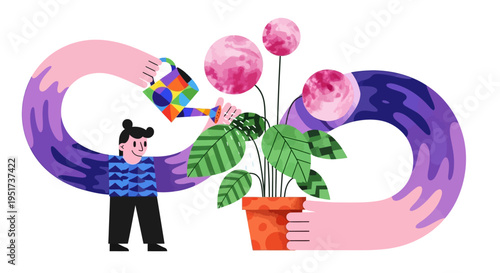 Scalable Growth Strategy and Nurturing Business Relationships Corporate Memphis Illustration for B2B Agency Marketing