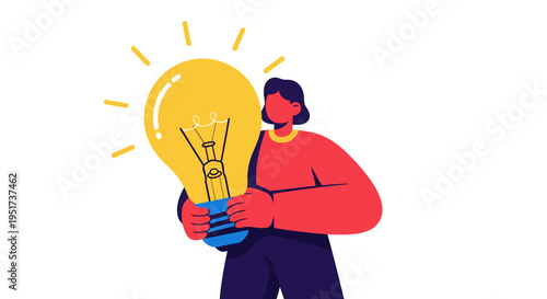 Visionary Creative Director holding a massive glowing lightbulb representing a disruptive strategic breakthrough for a Tier 1 US brand agency campaign