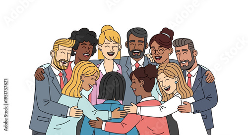 Inclusive Leadership and Diverse Team Synergy in Modern Corporate Culture Vector Illustration