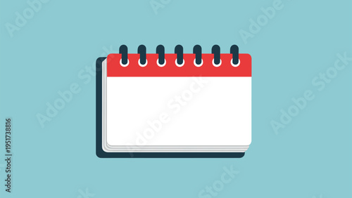 Simple blank spiral calendar icon with a red header and white pages set against a clean blue background for planning.