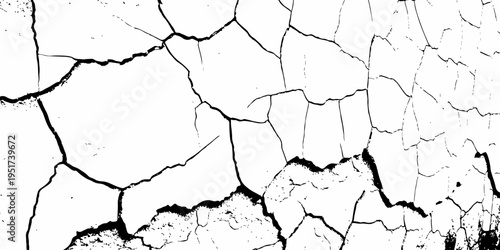 Old peeling paint creates a cracked grunge pattern on the dry textured surface of weathered tree bark resembling a dirty desert ground