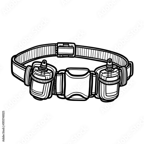 Hand Drawn Running Hydration Belt With Water Bottles Vector Illustration Marathon Runner Waist Pack Sports Hydration Gear Sketch Style